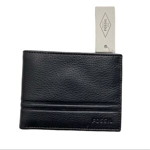 Fossil black leather mens wallet nwt